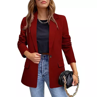 Buy Women Business Jackets Long Sleeve Blazer Ladies Open Front Work Casual Plain • 19.99£