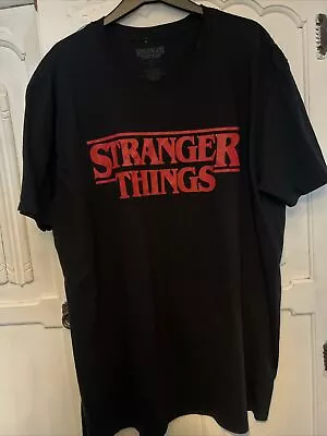 Buy Netflix Stranger Things Logo T-Shirt - Large Black • 7.99£