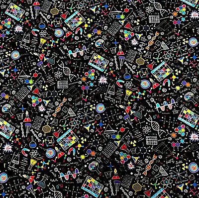 Buy Chemistry Science Physics  100% Cotton Fabric Ideal For Face Masks & Apparel • 15.99£