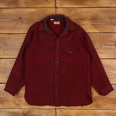 Buy Vintage L.L.Bean Workwear Jacket L 80s USA Made Plaid Overshirt Red Button • 54.99£