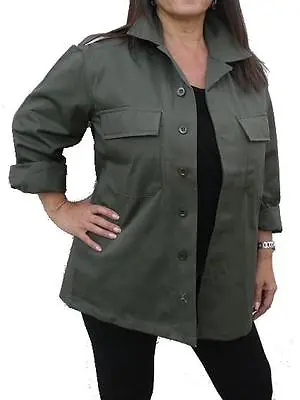 Buy New Ladies Womens Military Army Vintage Shirt Jacket Field Khaki Retro Cotton • 12.95£