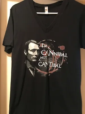 Buy Fannibals!  American Apparel Women's Black V Neck Tee Size Small Hannibal's Mads • 3.78£