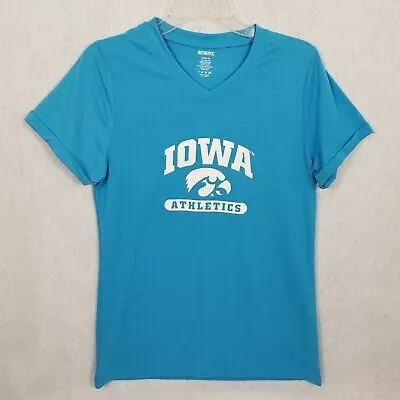 Buy AUTHENTIC IOWA Hawkeyes Women's V-Neck T-Shirt ~ Blue ~ Rolled Sleeves ~ XL • 8.19£