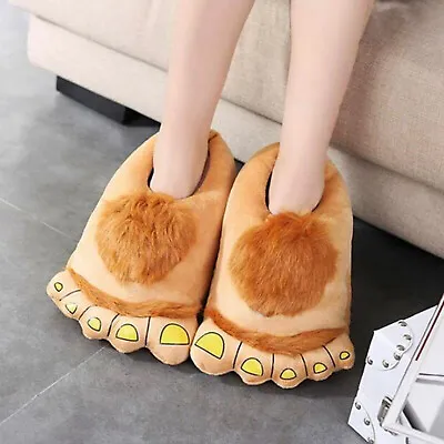 Buy Men Big Feet Novelty Fur Slippers Women Hobbit Feet Home • 11.34£