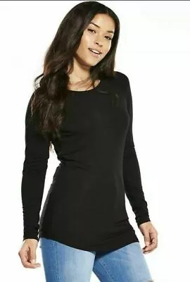 Buy Long Sleeve Women T Shirt Raglan Scoop Neck Top Tshirt Black Basics • 10.99£