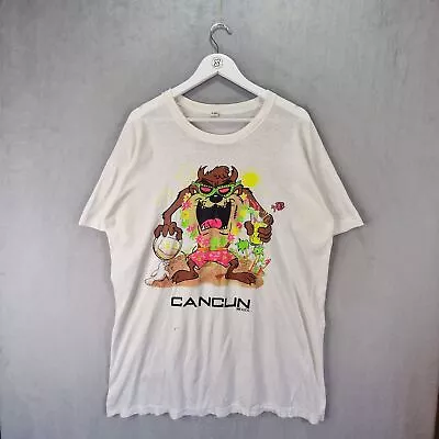 Buy Taz T Shirt Size XL White Vintage Looney Tunes Single Stitch Cancun Mexico Tee • 29.99£