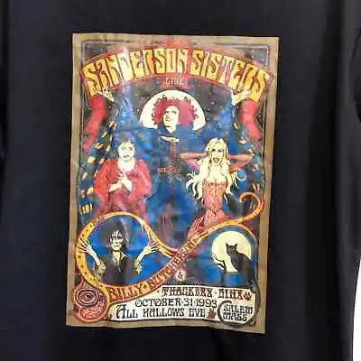 Buy Sanderson Sisters Hocus Pocus All Hallows Eve Salem Mass Tshirt Black Cat • 22.97£