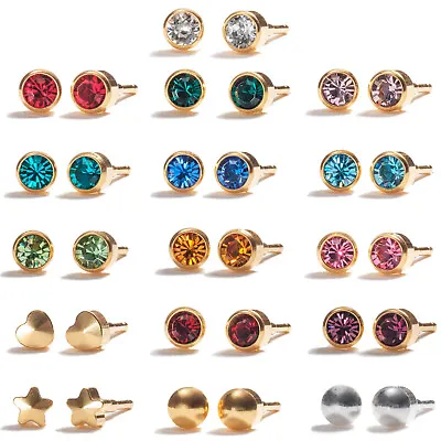 Buy 24 Carat Gold Plated Ear Piercing Studs Stud Earrings Surgical Womens Jewellery • 2.49£