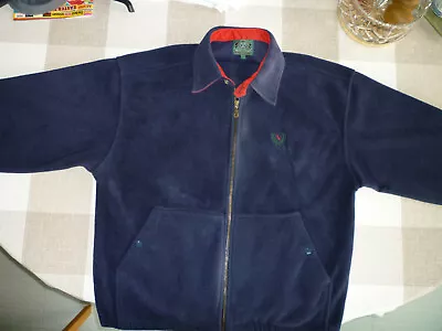 Buy Vintage 1990's Dark Blue Zipped Fleece Jacket With Red Trim, Men's, Large • 25£