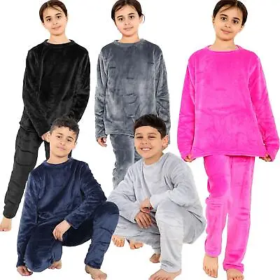Buy Kids Childrens Warm Fleece Pyjamas For Boys & Girls Sleepover 2 Piece Gift Set • 16.99£