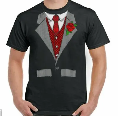 Buy Tuxedo T-Shirt Fancy Dress Outfit Costume Suit Stag Doo Mens Funny Shirt & Tie  • 10.99£