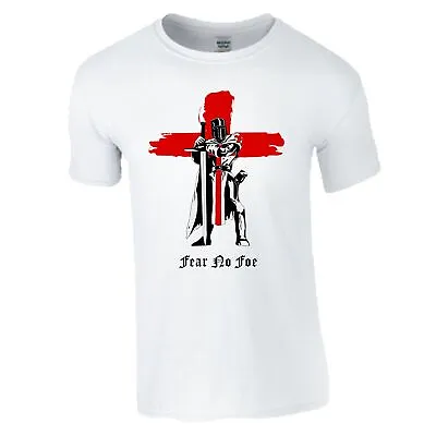 Buy St Georges Day T Shirt England Fear No Foe Horse Knight Warrior Kids Mens Top • 9.99£
