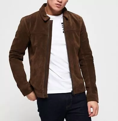 Buy Brown Suede Leather Jacket For Men Cafe Racer Size XS S M L XL XXL Custom Made • 144.32£