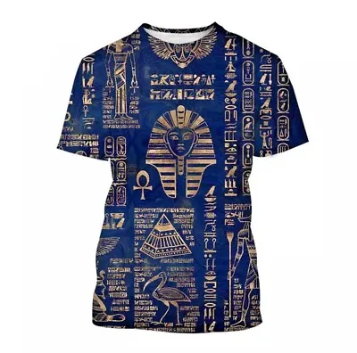 Buy New Unisex T Shirts Digital 3D Print Harajuku Style Egyptian Pharaoh Art Script • 17.99£