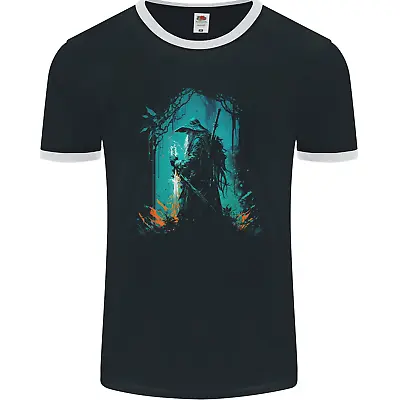 Buy A Wizard In A Fantasy Forest Warlock Mens Ringer T-Shirt FotL • 9.99£
