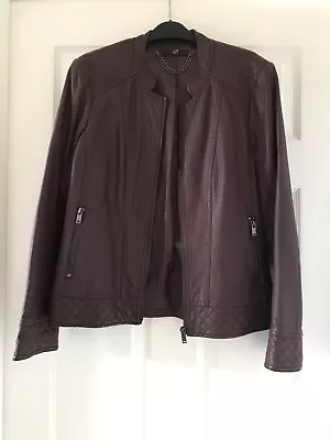 Buy Arcadia Burgundy Faux Leather Zip Front Jacket Size 14 • 8.99£