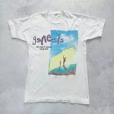 Buy Vintage Genesis T Shirt Mens Medium White Single Stitch Tour Band Music 90s • 45£