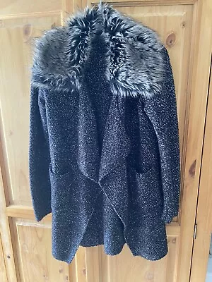 Buy Women’s Atmosphere Fur Collar Waterfall Cardigan  Small • 8£