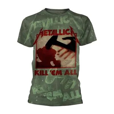 Buy METALLICA - KILL 'EM ALL (ALL OVER) GREEN T-Shirt, Front & Back Print Small • 30.98£