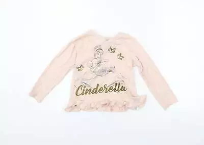 Buy Primark Girls Pink Cotton Basic T-Shirt Size 5-6 Years Crew Neck - Cinderella • 3£