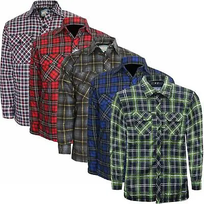 Buy Mens Padded Button Quilted Thick Lumberjack Check Work Warm Thick Shirt Jacket • 16.99£