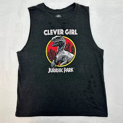 Buy Jurassic World Clever Girl Velociraptor Intentionally Torn Women XL Tank Gray • 19.30£