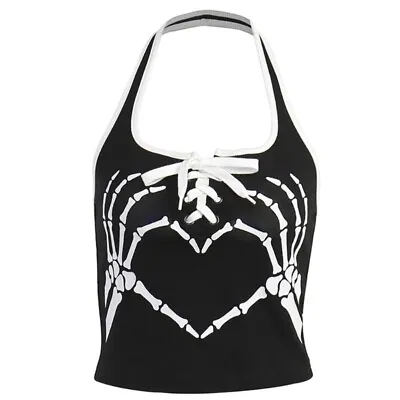 Buy Gothic Girls Camisole Printing Grunge Crop Top Y2k Clothes Womens Tanks Tops • 13.04£