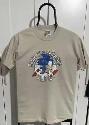 Buy Vintage Gildan Sega Sonic The Hedgehog  T Shirt Small Beige • 27£