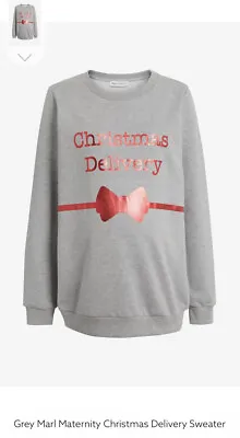 Buy New From NEXT Size 12 Maternity Christmas Delivery Jumper Rrp £28 Grey Marl Red • 15£
