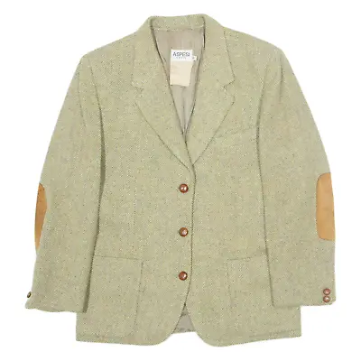 Buy Vintage ASPESI BASIC Womens Blazer Jacket Beige Tweed Wool 90s Chevron M • 27.99£