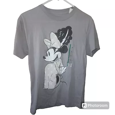 Buy Disney Minnie Mouse Bride Of Frankenstein Gray T-Shirt Top Size M • 8.50£