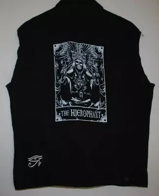 Buy Mens Black Denim Vest Hierophant Tarot Horus Patches Goth Grunge - Large 44  • 32.99£