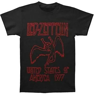 Buy Led Zeppelin USA 1977 Red Letters Official Men's Black T-Shirt X-LARGE • 16.95£