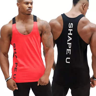 Buy Men Summer T Shirt Gym Tank Top Vest Sleeveless Sports Fitness Muscle Tee UK • 5.98£