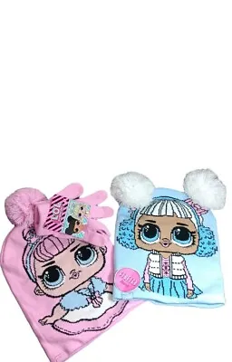 Buy LOL Dolls Girls Knit Beanie Hat & Gloves Set Bundle Blue Hat- One Size- NEW • 8.69£
