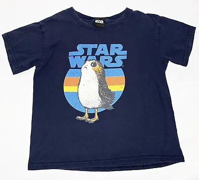 Buy Boys Youth Xs (4) Retro Style Star Wars Porg T-shirt, Blue, Gently Used • 5.20£