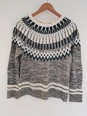 Buy Vintage Jumper Retro Grey Scandinavian Style Women´s Knitted Xmas Boho White M • 24.99£