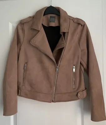 Buy Womens Brown Faux Suede Biker Style Jacket Primark Size 16 • 4.99£