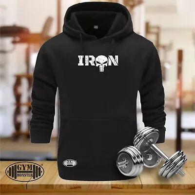 Buy Iron Skull Hoodie Gym Clothing Bodybuilding Training Workout Exercise Men Top • 20.99£