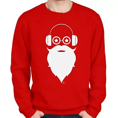 Buy 1Tee Mens Musical Santa Wearing Headphones Christmas Sweatshirt Jumper • 19.99£