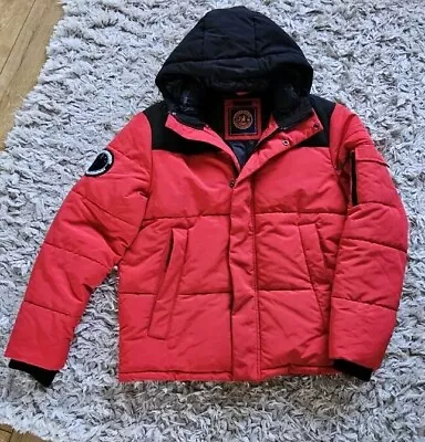 Buy Men's Superdry Red And Black Everest Explorer Puffer Coat Size XL • 75£