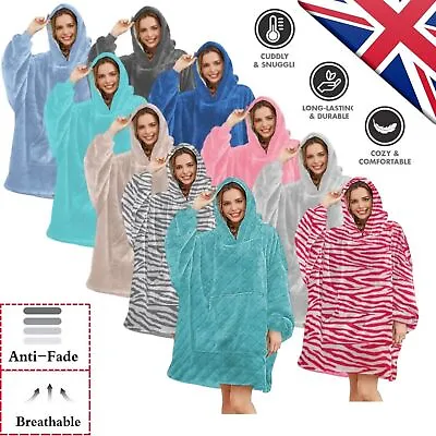 Buy Hugy Oversized Hoodie Fleece Blanket Super Warm Hoodie Wearable Giant Gift UK • 13.99£