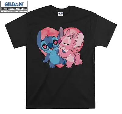 Buy Disney Stitch And Angel Kissin T-shirt Gift Hoodie T Shirt Men Women Unisex 6810 • 20.95£