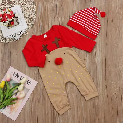 Buy  Baby Reindeer Pajamas Kids Tights Infant Christmas Gifts Outfits Set • 10.82£