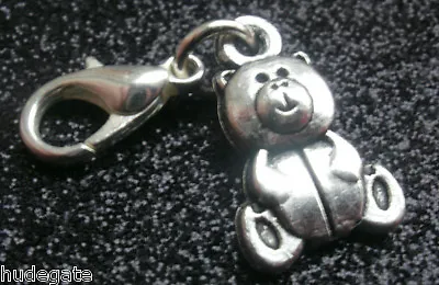 Buy 10 Silver Cute Teddy Bear Clip On Charms For Bracelets Jewellery Wholesale • 5£