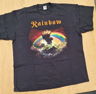 Buy Rock Band Rainbow Heavy Cotton T-Shirt Black 2XL • 18£