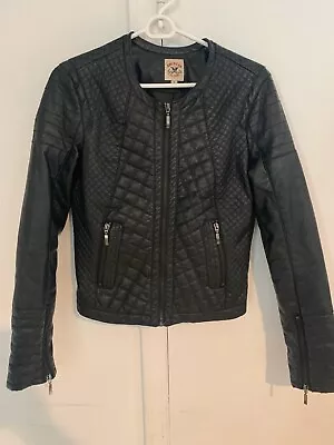 Buy American Culture Womens Black Faux Leather Full Zip Jacket Size Medium • 15.97£