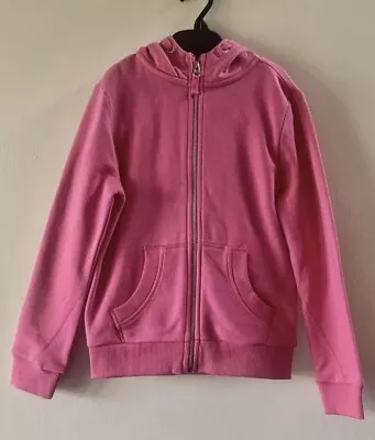 Buy Girls Pink Zipped Front Hooded Sweatshirt Kids Hoodie Pockets Age 8-9 Years • 7.50£