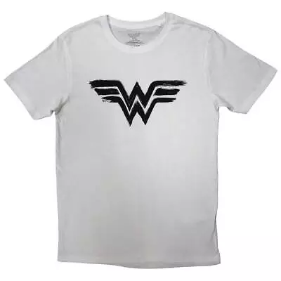 Buy DC Comics Unisex T-Shirt:  Wonder Woman - Black Paint Logo- White Cotton • 14.99£