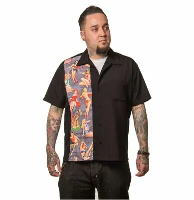 Buy Steady Clothing Rockabilly Pin Up Panel Bowling Shirt - Size S • 45£